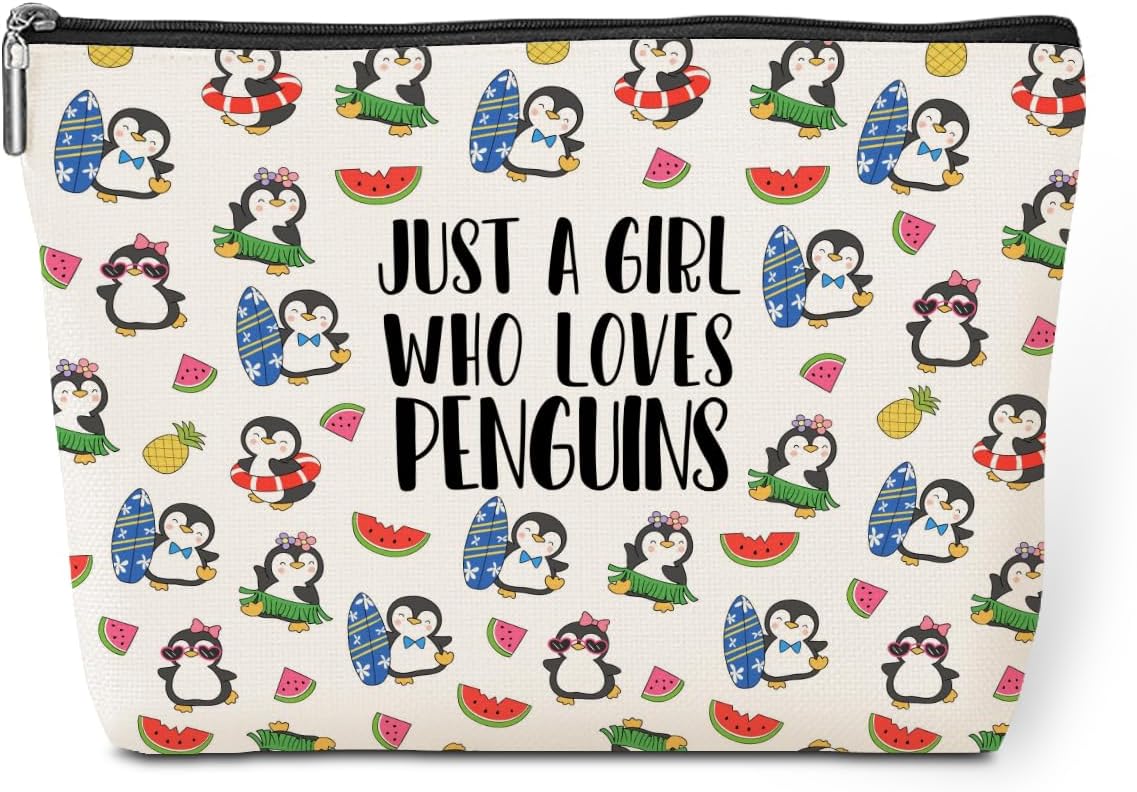 Cute Penguin Makeup Bag Penguin Gifts Penguins Party Favors Stuff Decor Funny Travel Toiletry Bag for Women Best Friends Girls Animal Penguins Lovers Daughter Sister Camping Birthday Christmas