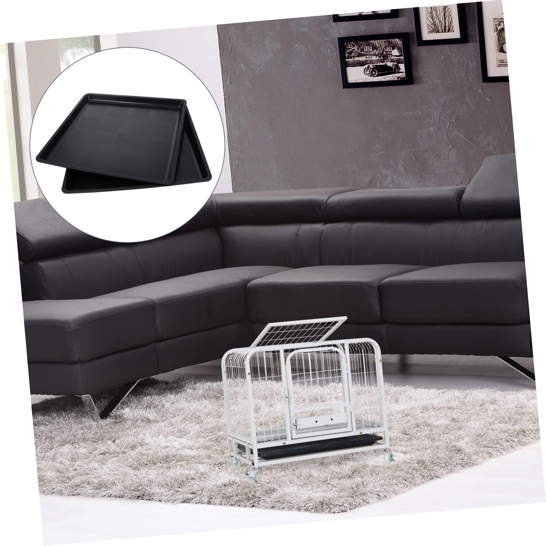 SUPVOX 2 Pezzi Vaschetta per Cassetta Igienica per Animali in Plastica Nero, Antiruggine, 38x38x2,5cm, Accessorio per Gabbie di Cani e Gatti in Casa