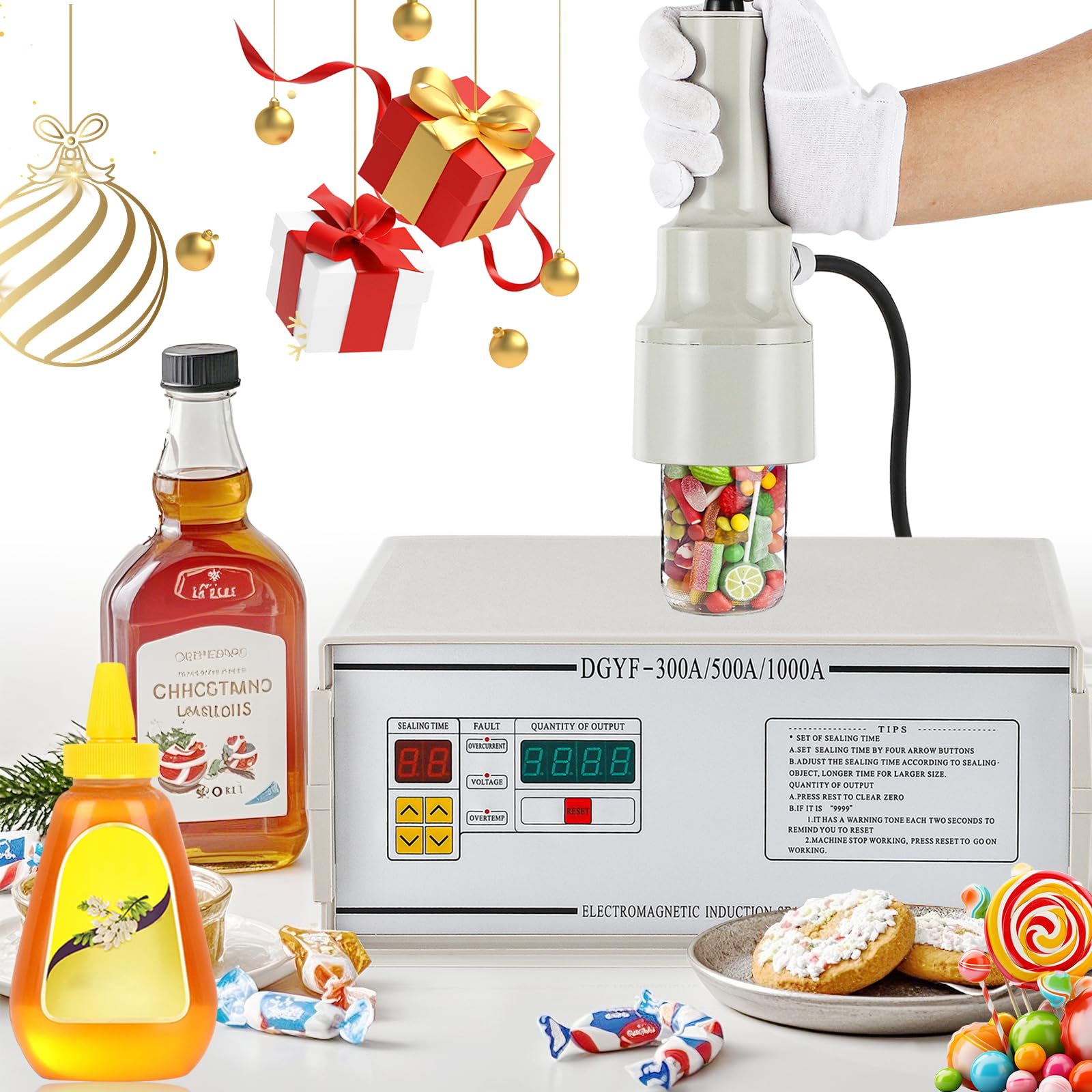 NEWTRY Manual Induction Sealer Handheld Bottle Cap Sealing Machine Automatic Power Adjustment Small Diameter 10-50mm (220V)