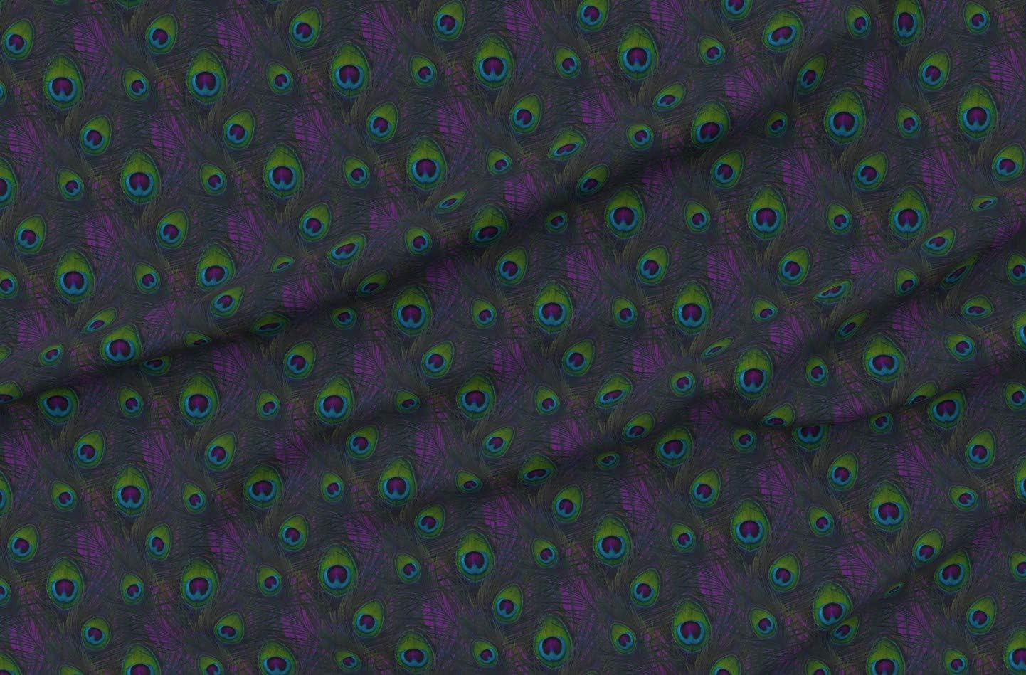 Spoonflower Fabric - Purple Feathers Violet Peacock Fancy Printed on Minky Fabric by The Yard - Sewing Baby Blankets Quilt Backing Plush
