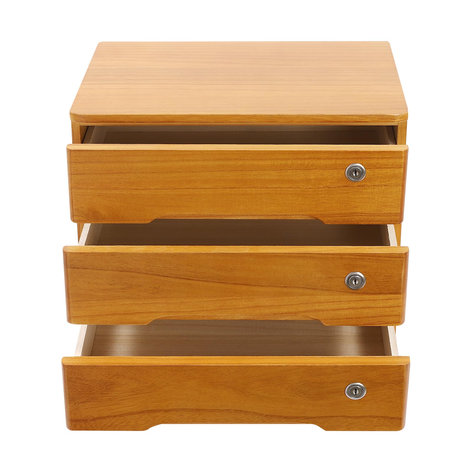 Cassettiera a 3 livelli, in legno di tung, 30 kg, con chiusura a chiave, 6 chiavi, 40 x 28 x 31 cm, antiscivolo, pronto per l'uso, per ufficio, casa, ufficio, ufficio