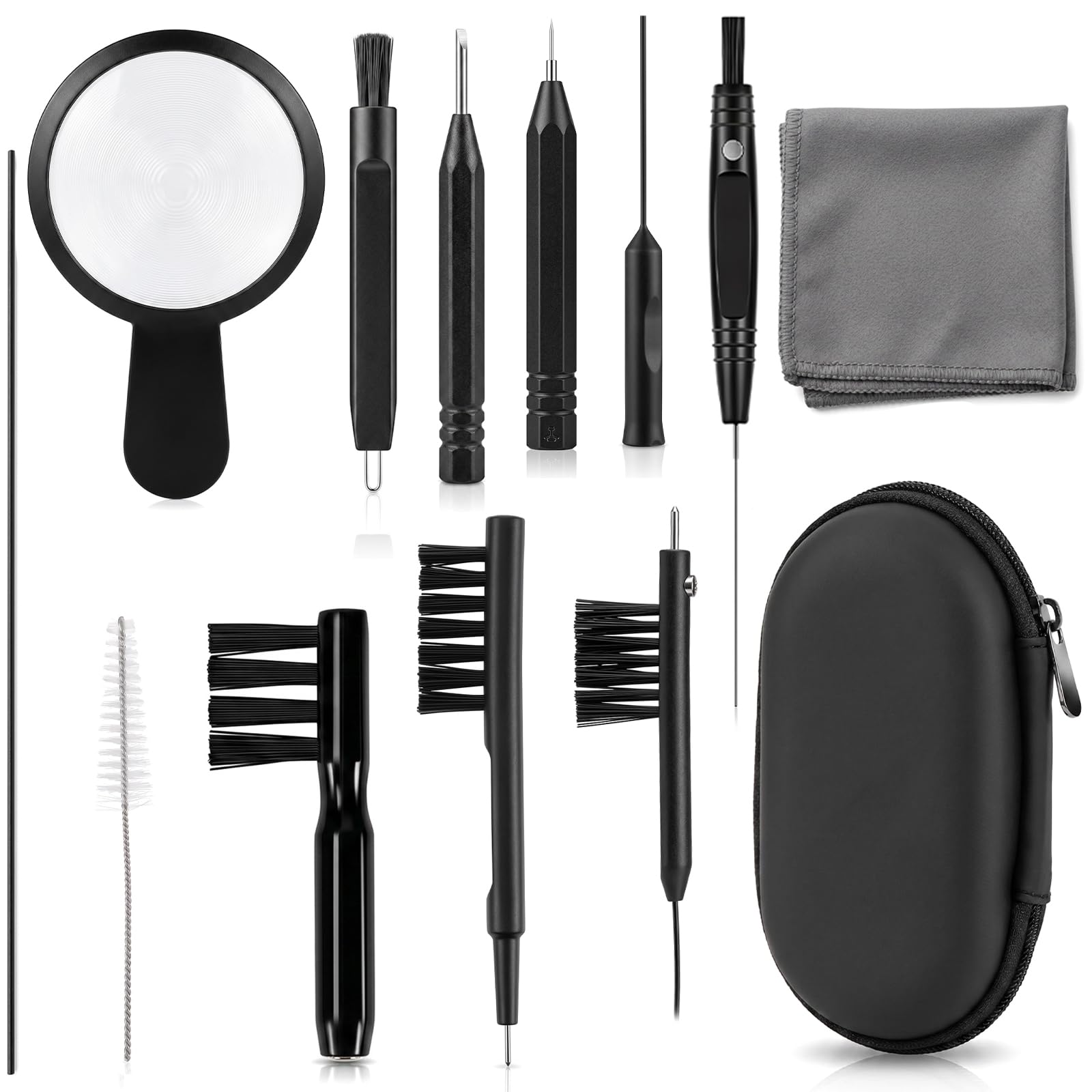 13pcs Hearing Aid Cleaning Kit, Hearing Aid Cleaning Tools Include Brushes, Wire, Amplifier Cleaner and Case, Hearing Aid Accessories for Cleanering