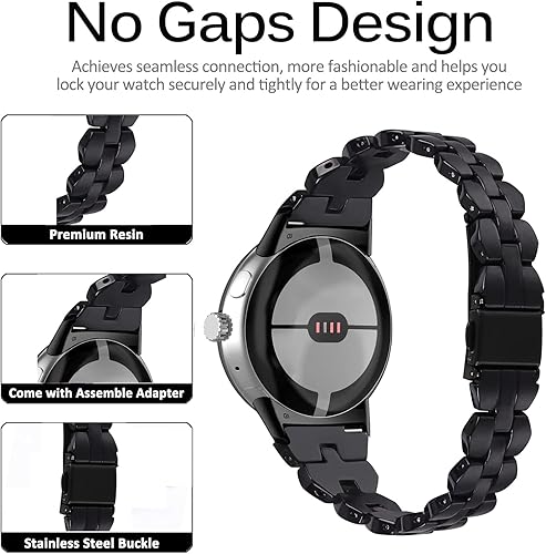 Miniatura 4 de Miimall Compatible con Google Pixel Watch 2, correa de resina ligera ajustable sin huecos con hebilla de metal de acero inoxidable correa de