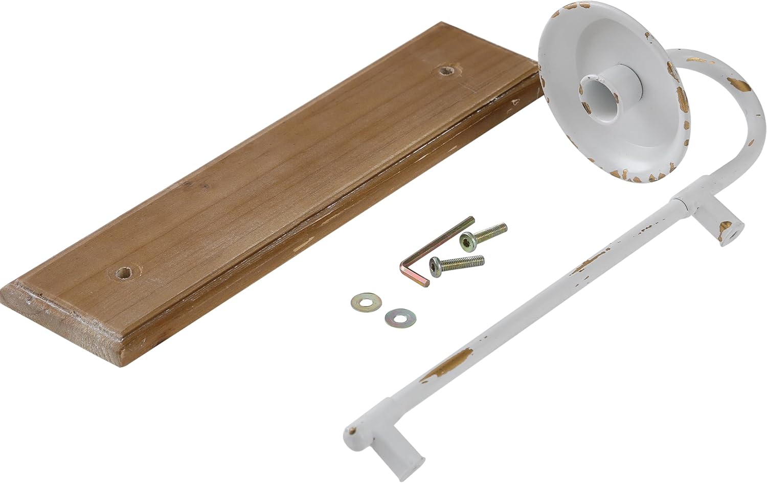 SOFE Metal White Candle Sconces Wall Decor Set of 2, 13" Tall Shabby Chic Design with Wood Board, Rustic Candle Wall Sconce for Taper Candle