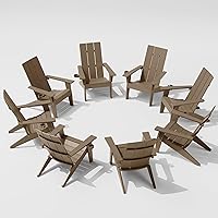 Vista 39 de MXIMU Silla Adirondack moderna resistente a la intemperie con portavasos, sillas de gran tamaño para hogueras Adorondic de plástico al aire libre
