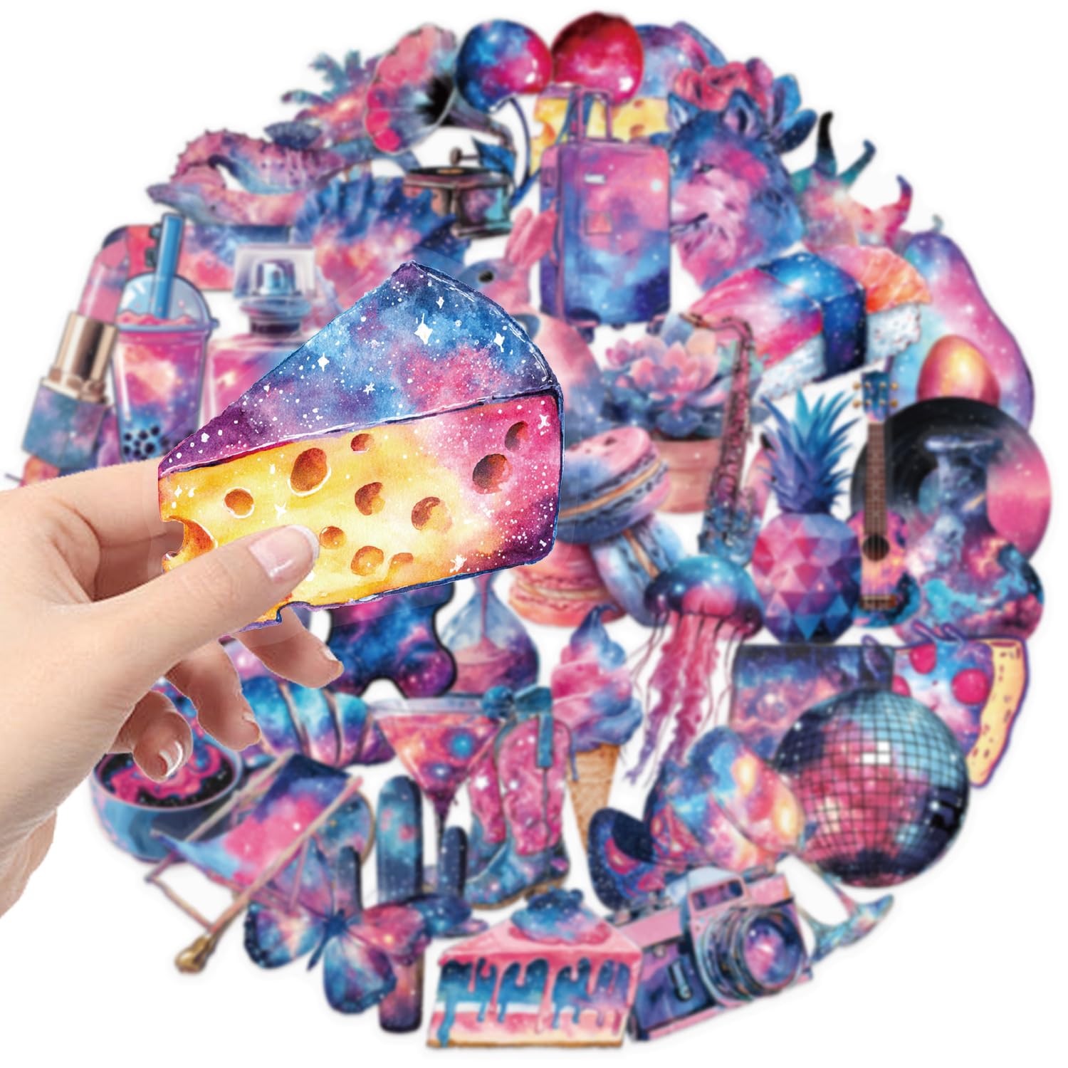50 Pcs Starry Sky Stickers Laptop Car Scrapbook Phone Skateboard Suitcase Luggage Bike Starry PET Vinyl Waterproof Aesthetic Personalised Stickers for Teens Boys Girls Adults - Image 4
