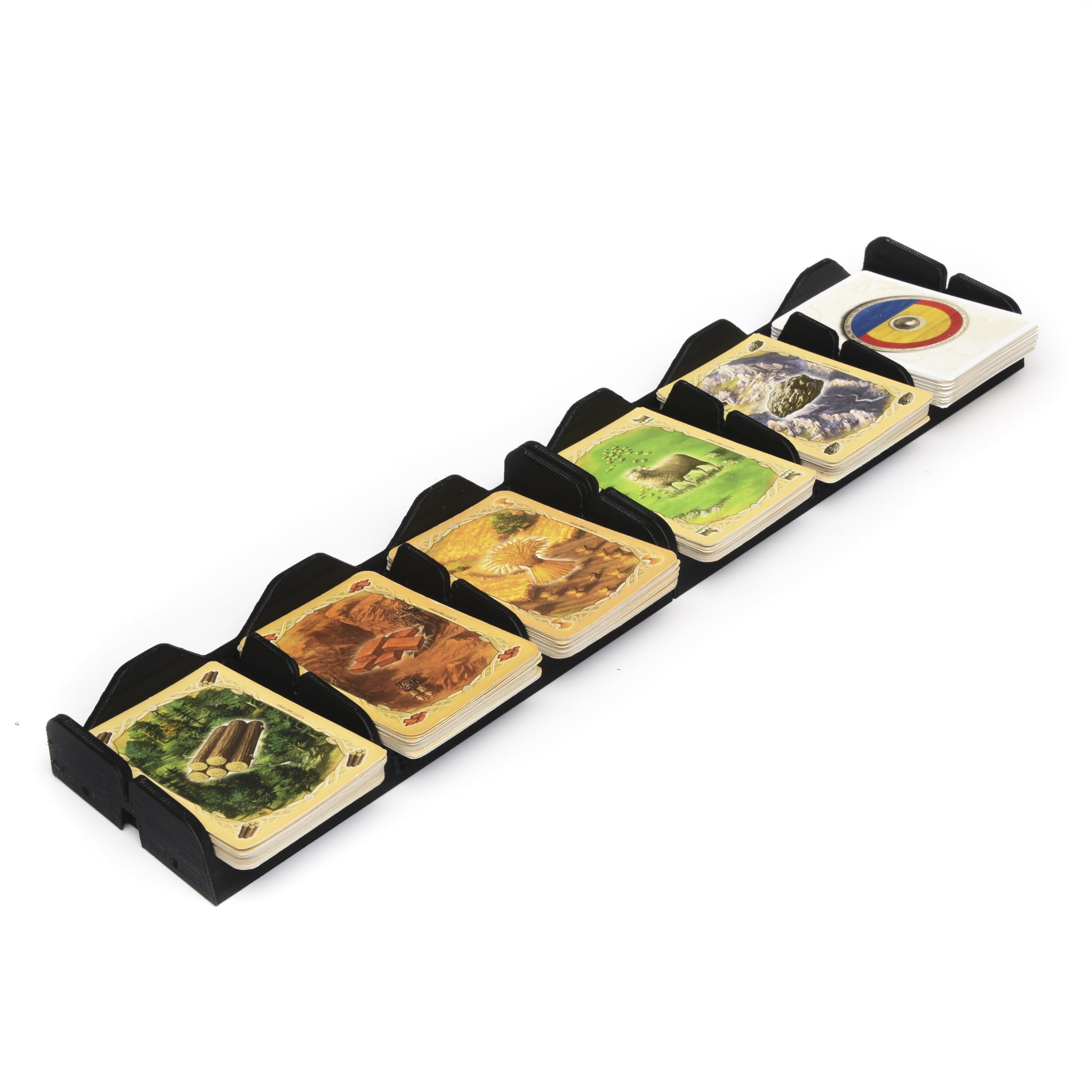 Bubba Worx Card Holding Organizer for Catan Game, 6 Stacks of Cards, 3x15 inches, Non-Slip tabs, Made in The USA
