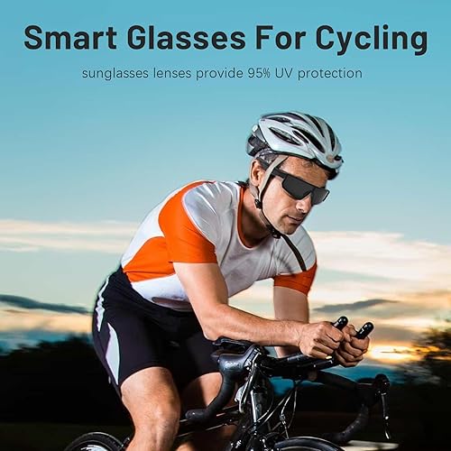 Miniatura 2 de Lentes deportivos inteligentes, lentes de sol unisex polarizados con Bluetooth, micrófono integrado y altavoces de música de oído abierto,