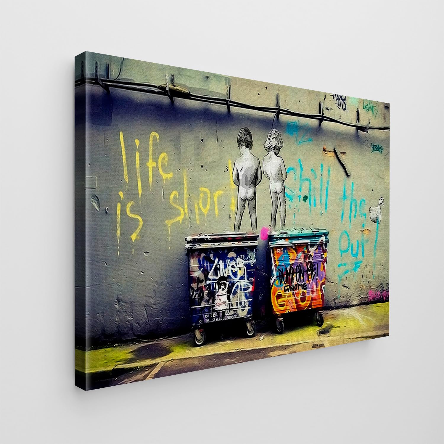 Giallobus - Impression sur toile - Banksy - Art Banksy - Toile standard - 140L x 100l cm - 05 - Les enfants font pipi - Tableaux modernes