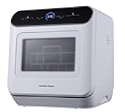 Hamilton Beach Portable Countertop Dishwasher No Hookup Unit with 6-Liter Water Bank for Tabletop, Apartment, or RV, Compact Dishwashing and Drying Machine, Delay Timer, Rapid Cleaning