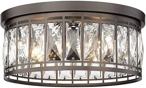 Odeums Lámpara de techo empotrada de cristal, lámpara de techo contemporánea, iluminación industrial cerca del techo para dormitorio, sala de estar,