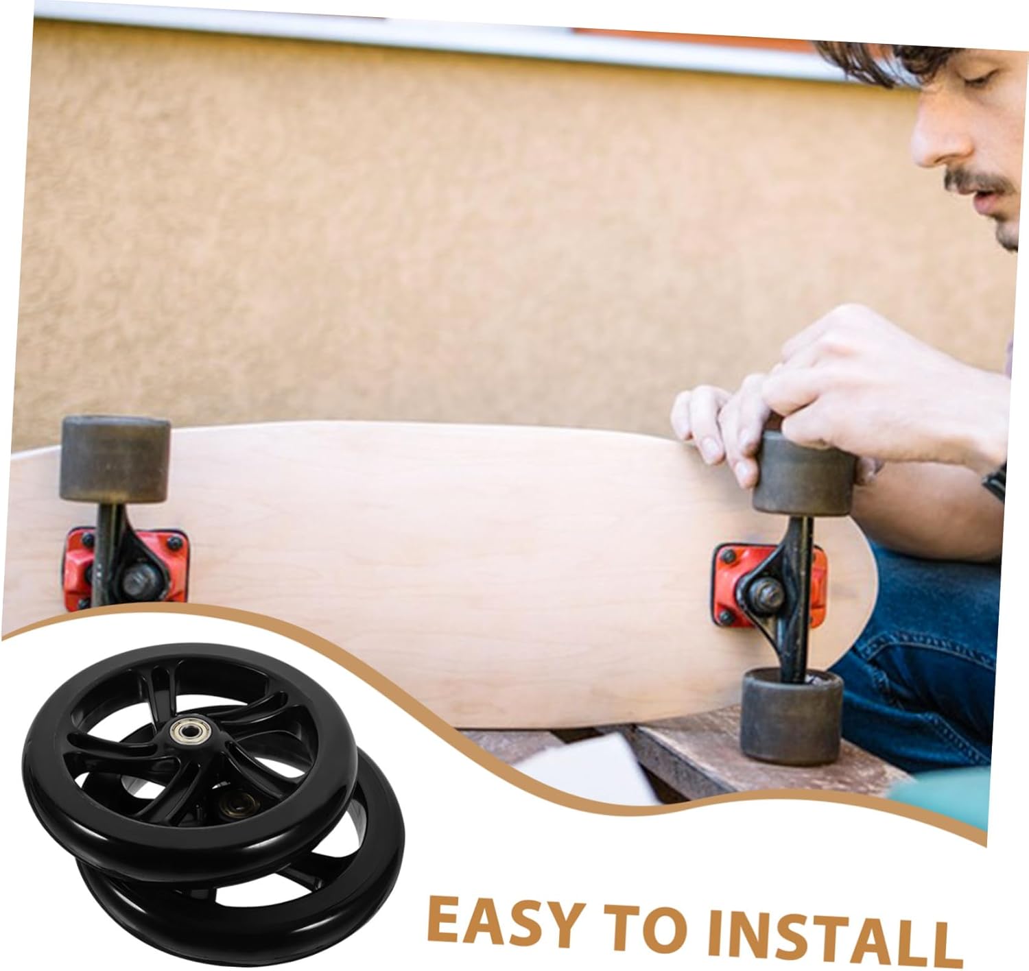 2pcs High Resilience PU Scooter Wheels Replacement Multi-use Skateboard and Electric Scooter Tires Weather-Resistant Solid Tires for Wheelchairs and Sports Equipment