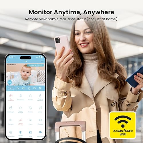 Miniatura 7 de litokam Cámara de seguridad 2K 4MP para interiores, monitor de bebé WiFi 5G2.4G con cámara y audio, cámara para mascotas, detección de