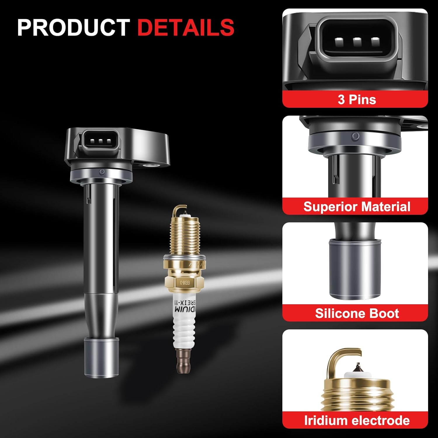 6 Pack UF242 Ignition Coils Pack and Iridium Spark Plugs 3184 Fits for Honda Accord Odyssey, for Acura TL CL RL 3.0L 3.2L 3.5L V6 1788303 UF400 5C1013 50063 C1221 C242