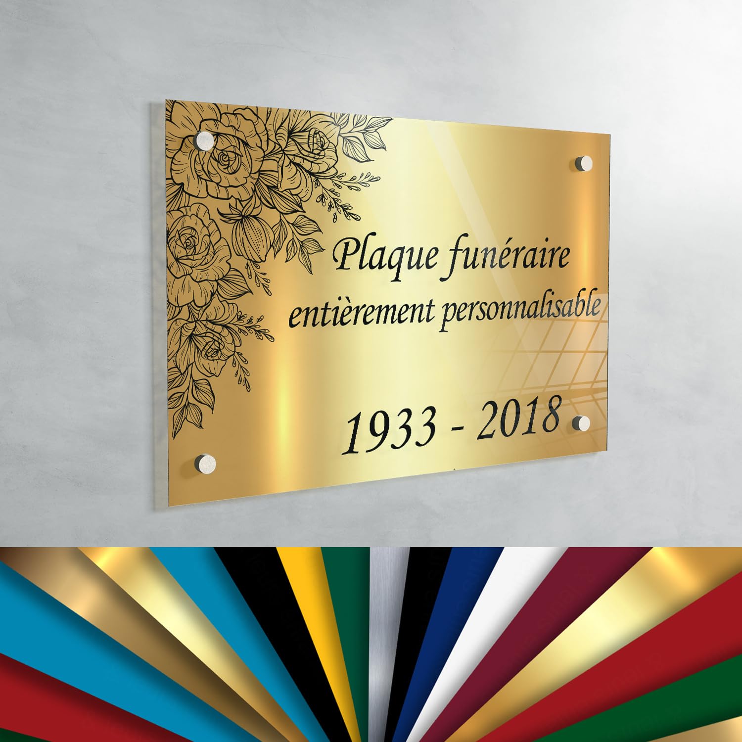 Plaque funéraire personnalisée Troglass 20x30 motif au choix pour stèle commémorative