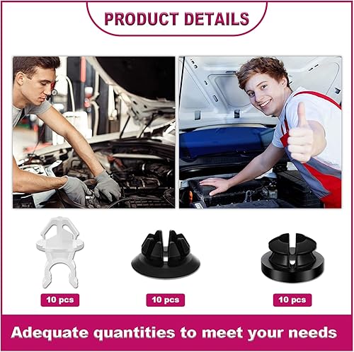Miniatura 5 de 30 clips de barra de soporte para capó de automóvil, protector de succión para salpicaduras, redondo, negro, compatible con 91503-SS0-003, perfecto