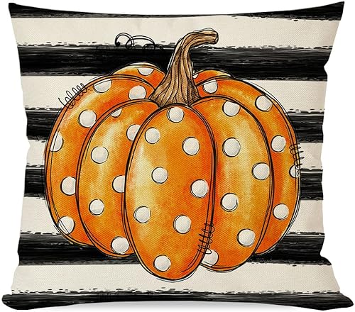Miniatura 7 de PANDICORN Juego de 2 fundas de almohada de otoño de 12 x 20 pulgadas, diseño de búfalo negro con diseño de calabaza de Hello Pumpkin para