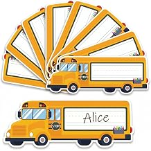 School Bus Name Tags for Classroom, 36 Pack 9 Desk Name Plates, Bus Shaped Student Name Labels with Writing Lines, Back to School Teacher Supplies & Classroom Decor
