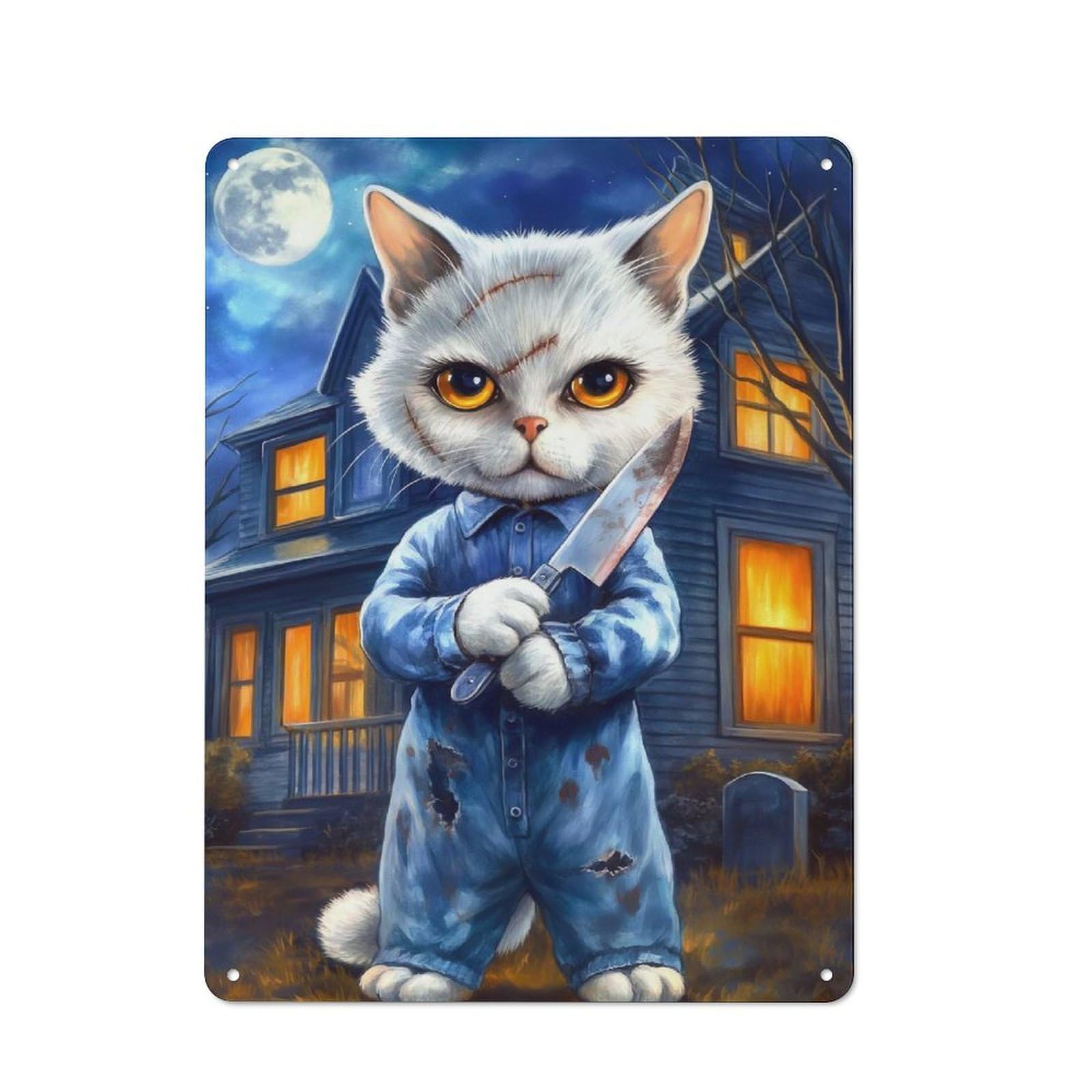 Junmoney Halloween Cat Rustic Metal Sign 40X30cm For Lounge Or Reading Corner, For Reading Corner Decorators