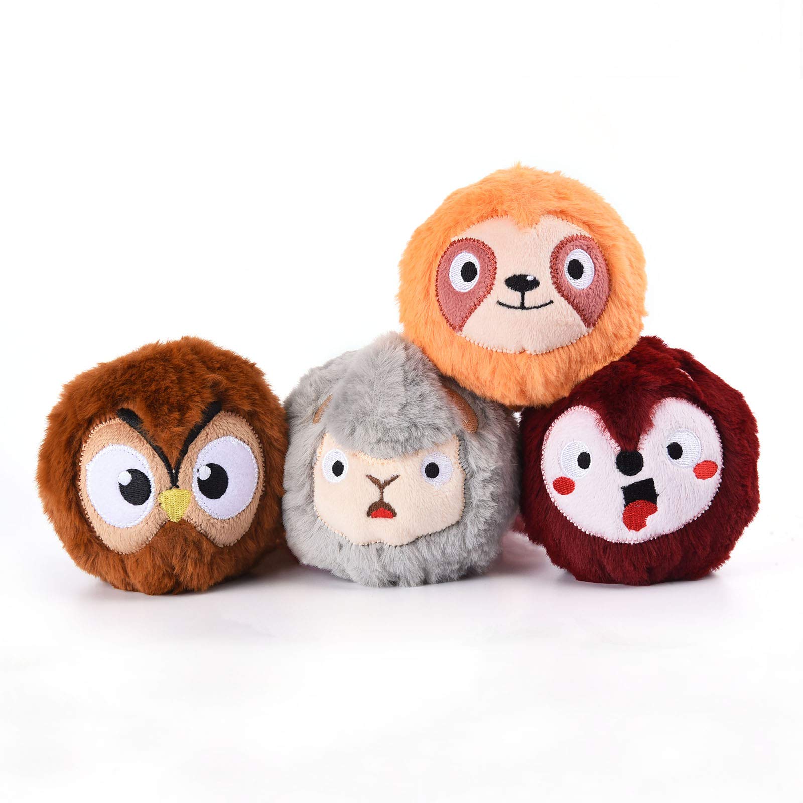 HugSmart Pet - Palla da zoo 2 in 1 palline da tennis per cani | No ripieno morbido peluche interattivo per piccole e medie e grandi razze | Giocattoli resistenti (4 pezzi)