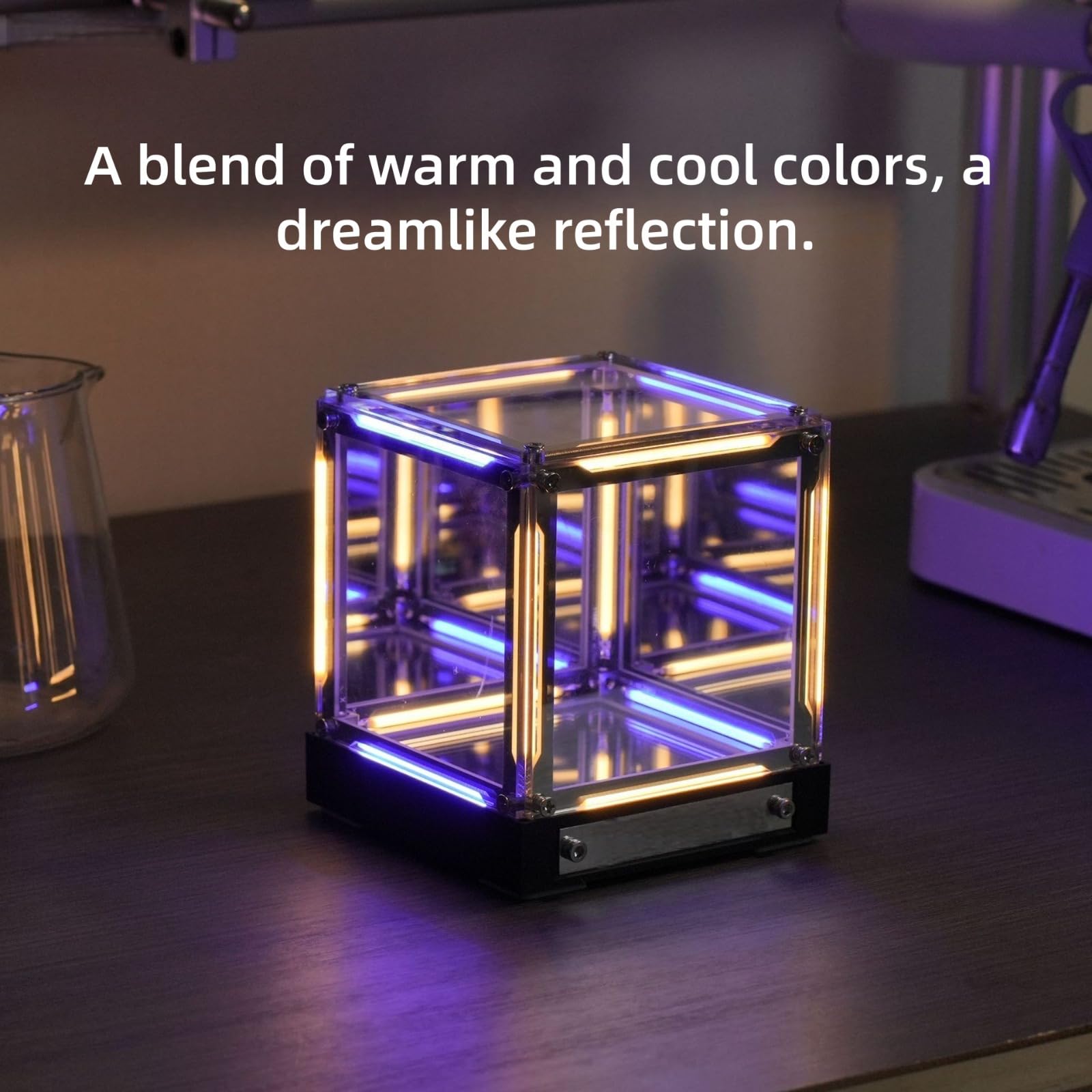 Lampada Infinity Mirror 4D Cubo Abyss Luce Notturna LED, Ricaricabile USB-C con Controllo Touch Dimmerabile, Luce Atmosfera da Scrivania Futuristica per Gaming Room Camera da Letto Comodino Regalo Gam