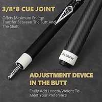 Vista 5 de Taco de piscina de fibra de carbono, palo de piscina de baja desviación para adultos, palo de billar profesional, eje cónico profesional de carbono