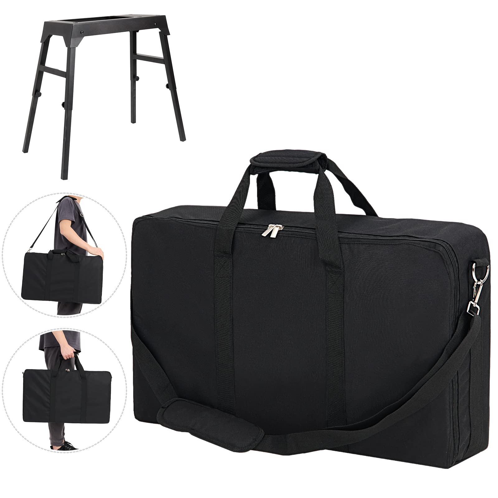 NOELIFE Grill Carry Bag for Blackstone Griddle Stand 17inch and 22inch Grill Stand Carry on bag, 600D Waterproof Outdoor BBQ Grilling Carry Bag Windproof (Black)