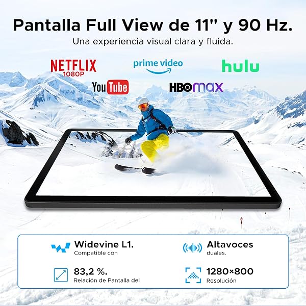 P11 Android 16 Tablet 11 Pulgadas, 48GB RAM + 128GB ROM/2TB TF, 120Hz, T7250 Octa-Core, 8800mAh, 13MP+5MP, Gemini AI, Widevine L1, Face ID, GPS, OTG, Doble Altavoz, Tablet con Teclado y Lápiz, Negro - 3
