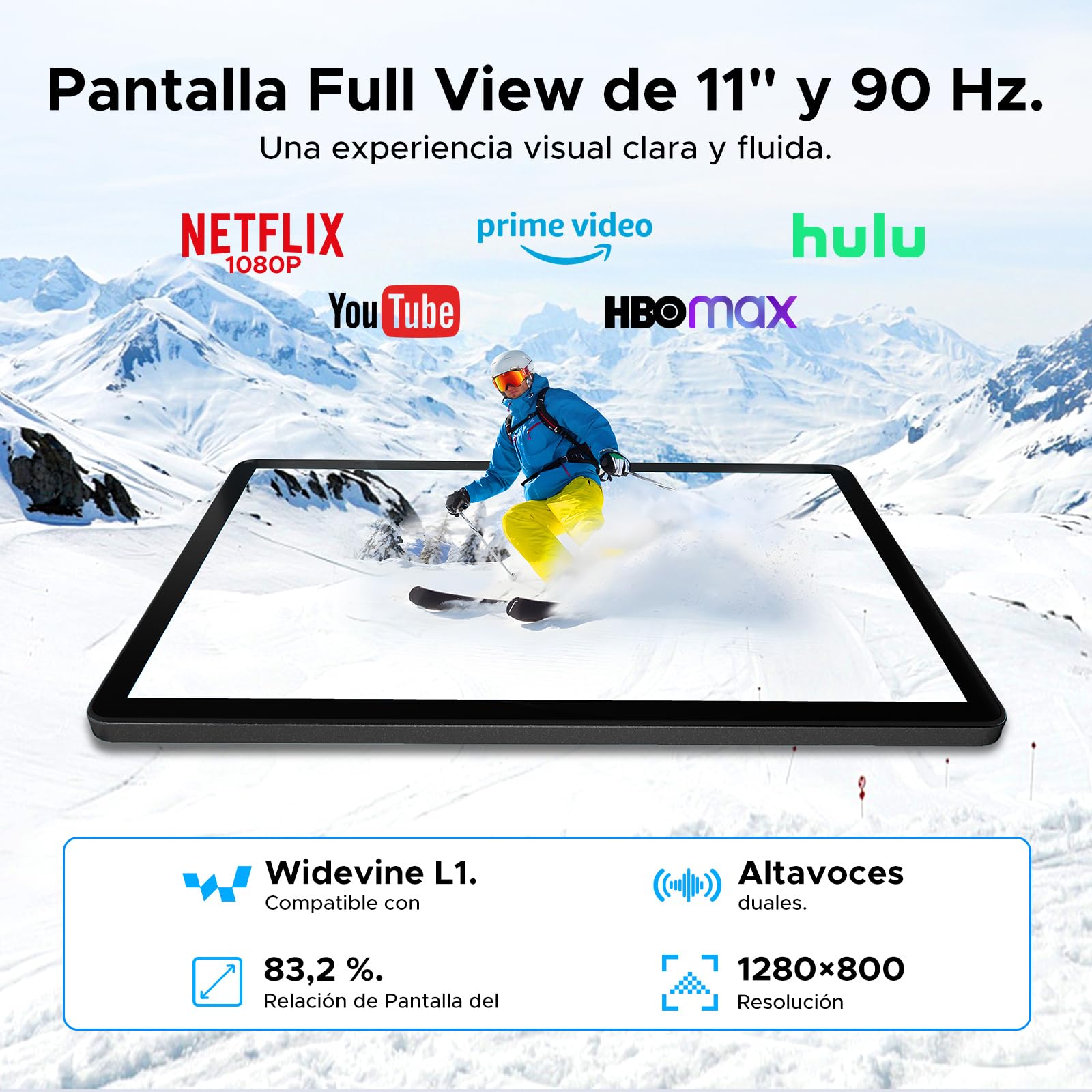 P11 Android 16 Tablet 11 Pulgadas, 48GB RAM + 128GB ROM/2TB TF, 120Hz, T7250 Octa-Core, 8800mAh, 13MP+5MP, Gemini AI, Widevine L1, Face ID, GPS, OTG, Doble Altavoz, Tablet con Teclado y Lápiz, Negro - 4