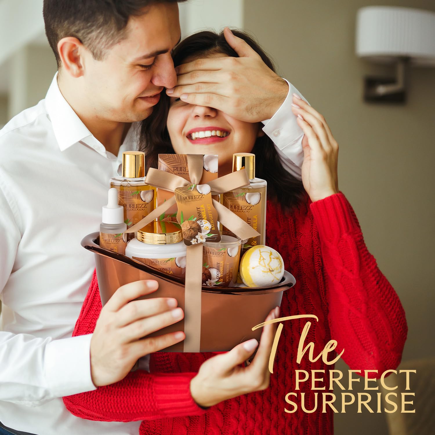 Spa Gift Basket for Women, Coconut & Vanilla Luxury Home Spa Kit, 8pcs Bath Gift Set, Birthday Gift for Women Unique with Bath Bombs, Scented Candle, Body Lotion, Spa Bath Sets for men Gift - Image 6