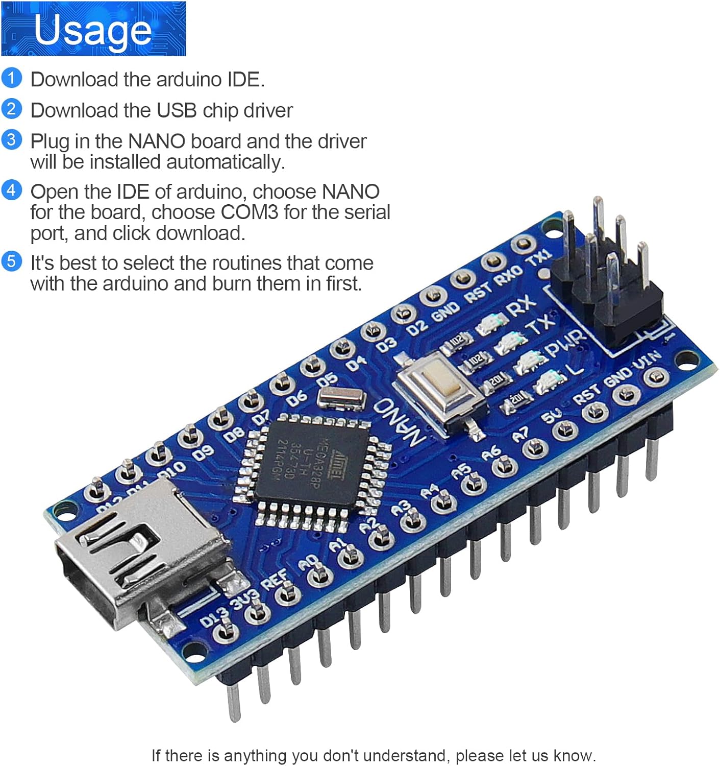 Scheda Sviluppo 5V 16M Scheda Microcontrollore Mini USB Nano V3.0 ATmega328P - Compatibile Con Arduino, CH340G, 5V 16M CH340G Driver USB - Foto 2