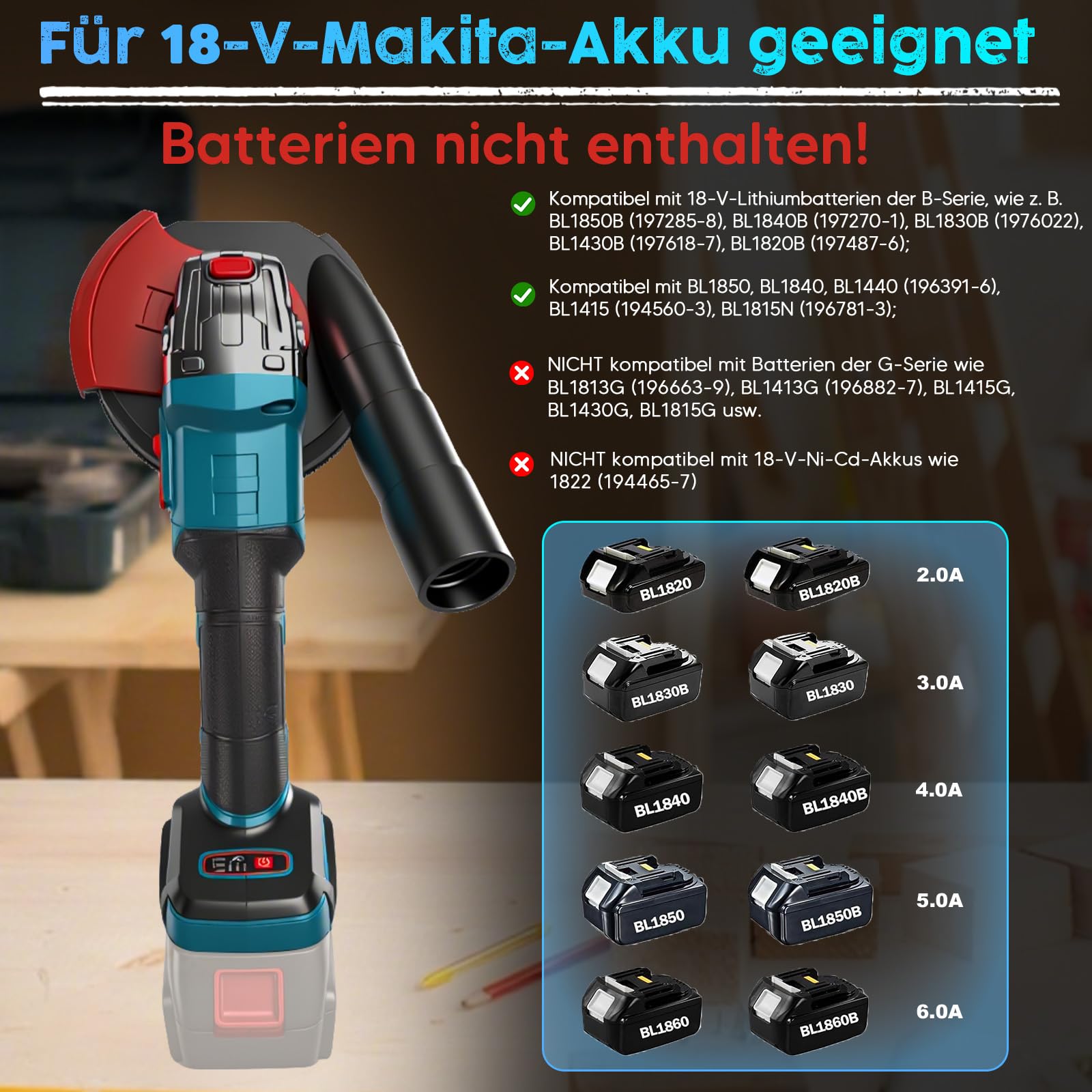 Akumulatorowa szlifierka do betonu Makita 18 V, szczotkowa frezarka do betonu z garnkiem szlifierskim 125 mm z osłoną przeciwpyłową, 3 prędkości, usuwanie błony szlamowej, przygotowanie podłoża (bez