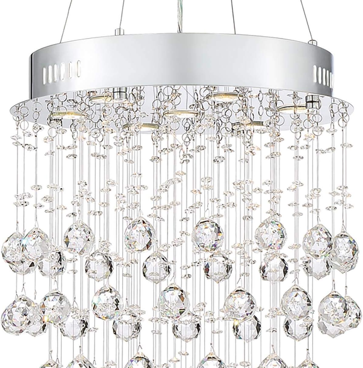 Vienna Full Spectrum Aida Chrome Silver Hanging Chandelier Lighting 18" Wide Modern Pouring Crystal Glass Globes 7-Light Fixture for Dining Room Living House Foyer Kitchen Island Entryway Bedroom