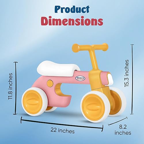 Miniatura 8 de Henry & Colin Bicicleta de equilibrio colorida para bebés de 1 a 3 años, primera bicicleta de 4 ruedas, juguete de equitación con luz colorida y