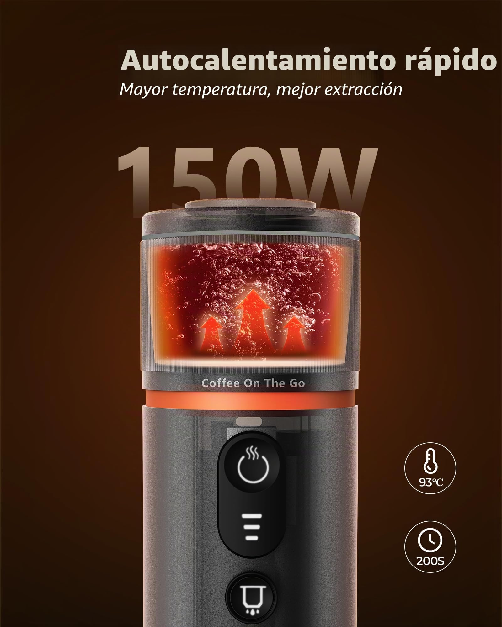 CONQUECO Cafetera Portátil con Cápsula de Espresso - 12V Máquina de Café Electrica con Batería - para Coche Camión y Viajes - Compatible con Cápsulas Originales Nespresso y Cápsula L'or