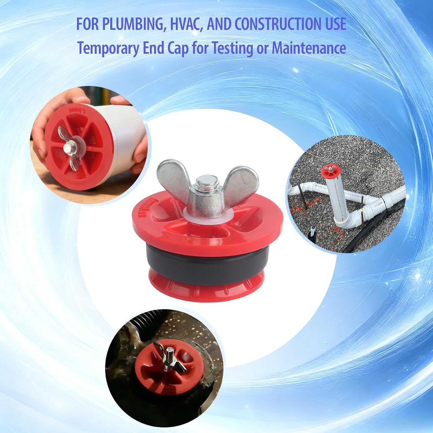 1-1/2 in Mechanical End-of-Pipe Gripper Plug for Pressure Testing and Temporary Sealing (3 Pcs)