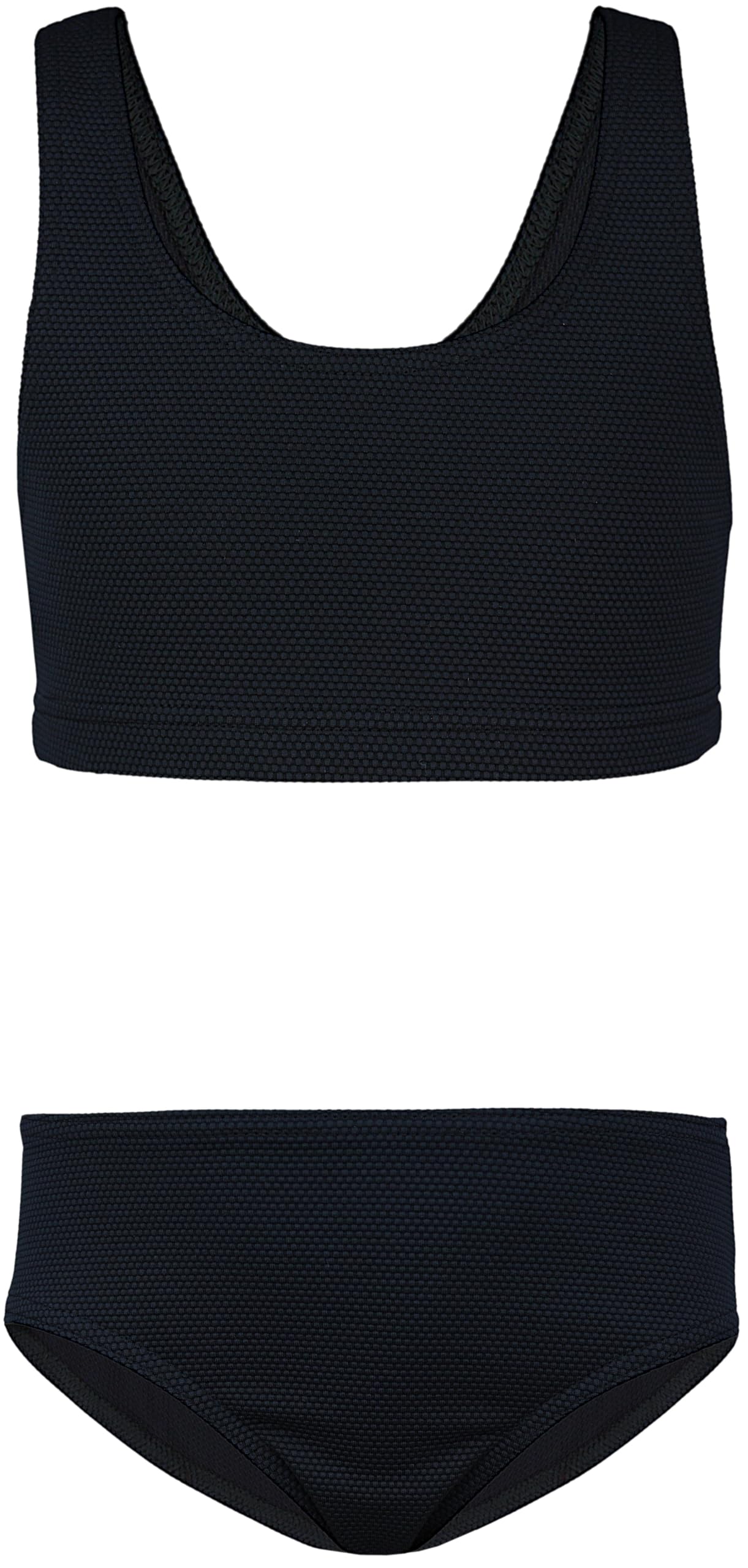Aquarti Mädchen Sport Bikini Racerback Bustier & Bikinislip, Farbe: Jacquard Punkte Schwarz, Größe: 134