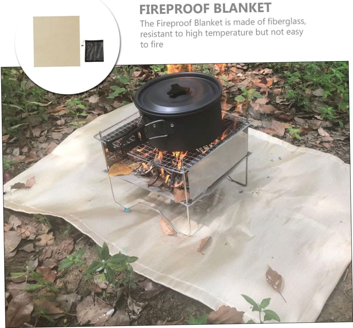 1 Set Fireproof Blanket Heat Resistant Fire Mat for Outdoor Camping BBQ Fireplace and Emergency Use Durable Fire Retardant Pad
