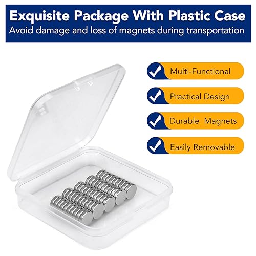 Miniatura 47 de DIYMAG 60 imanes pequeños de neodimio para refrigerador, mini botón de tierras raras para oficina, pizarra, cocina, profesores, manualidades