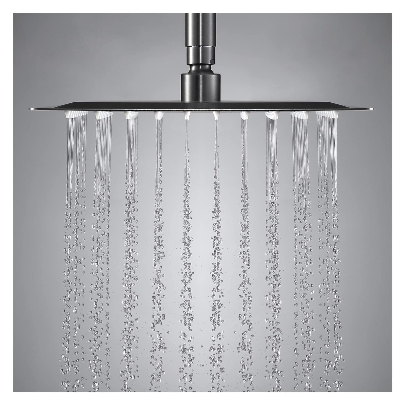 Cabezal de ducha de lluvia de alta presión de 12 pulgadas, cabezal de ducha fijo cuadrado de acero inoxidable gris con tecnología de inyección de aire para una experiencia de ducha lujosa