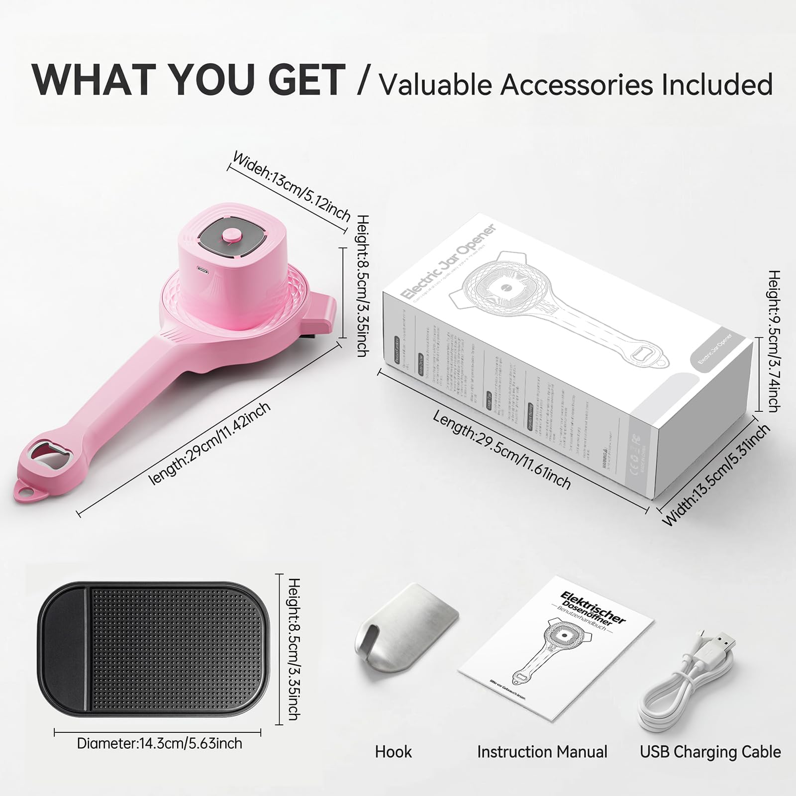 Apriscatole elettrico per anziani con artrite, apribottiglie automatico One-Touch ricaricabile USB-C 2 in 1, gadget da cucina per mani deboli