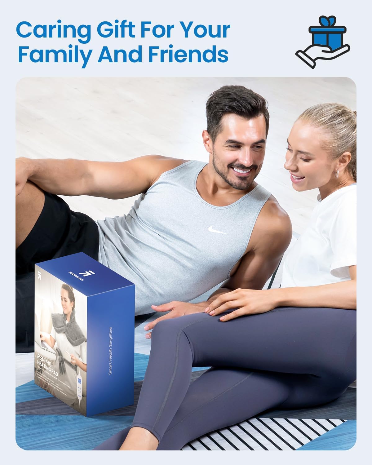 RENPHO Christmas Gifts for Women Men Mom Dad, Heating Pad for Back Pain Relief, FSA HSA Eligible, 24"x33" and 24"x37" Electric Neck Shoulder Heat Pad, Auto-Off, ETL Certified, Gray