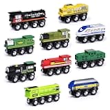 SainSmart Jr. Wooden Train Set Accessories, Magnetic Toy Car Set (10 PCS), Compatible with All Major Brands, Gift for Toddlers, Boys, and Girls Aged 3+