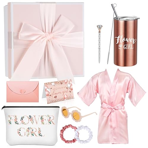 Miniatura 9 de Sieral Juego de 10 cajas de propuestas para niña de las flores, regalo con texto en inglés "Will You Be My Flower Girl", juego de caja de propuesta