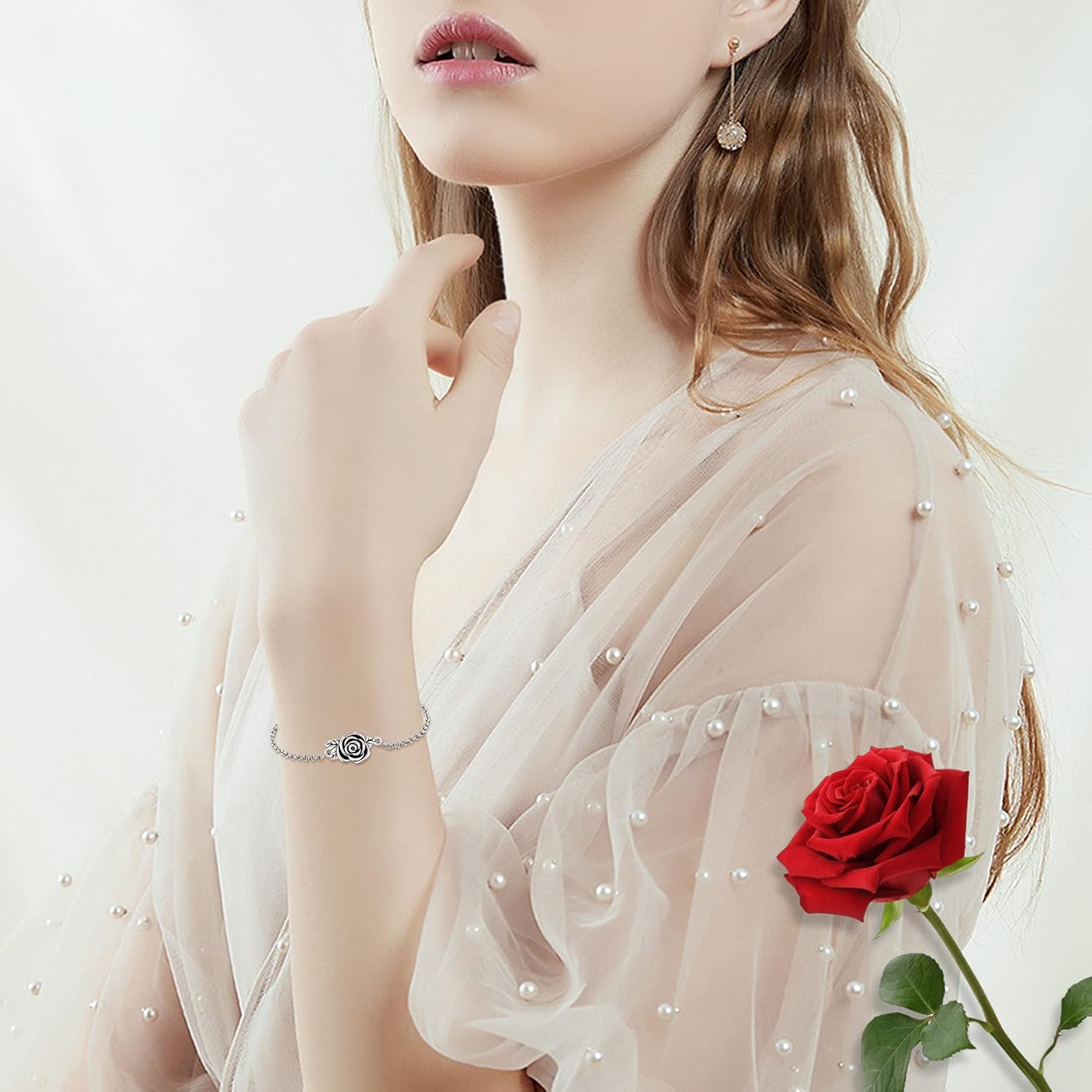 XIUDA Urn Bracelet for Ashes Rose Cremation Bracelet Ashes Holder Bangle Link Chain Ashes Bracelet for Women - Image 5