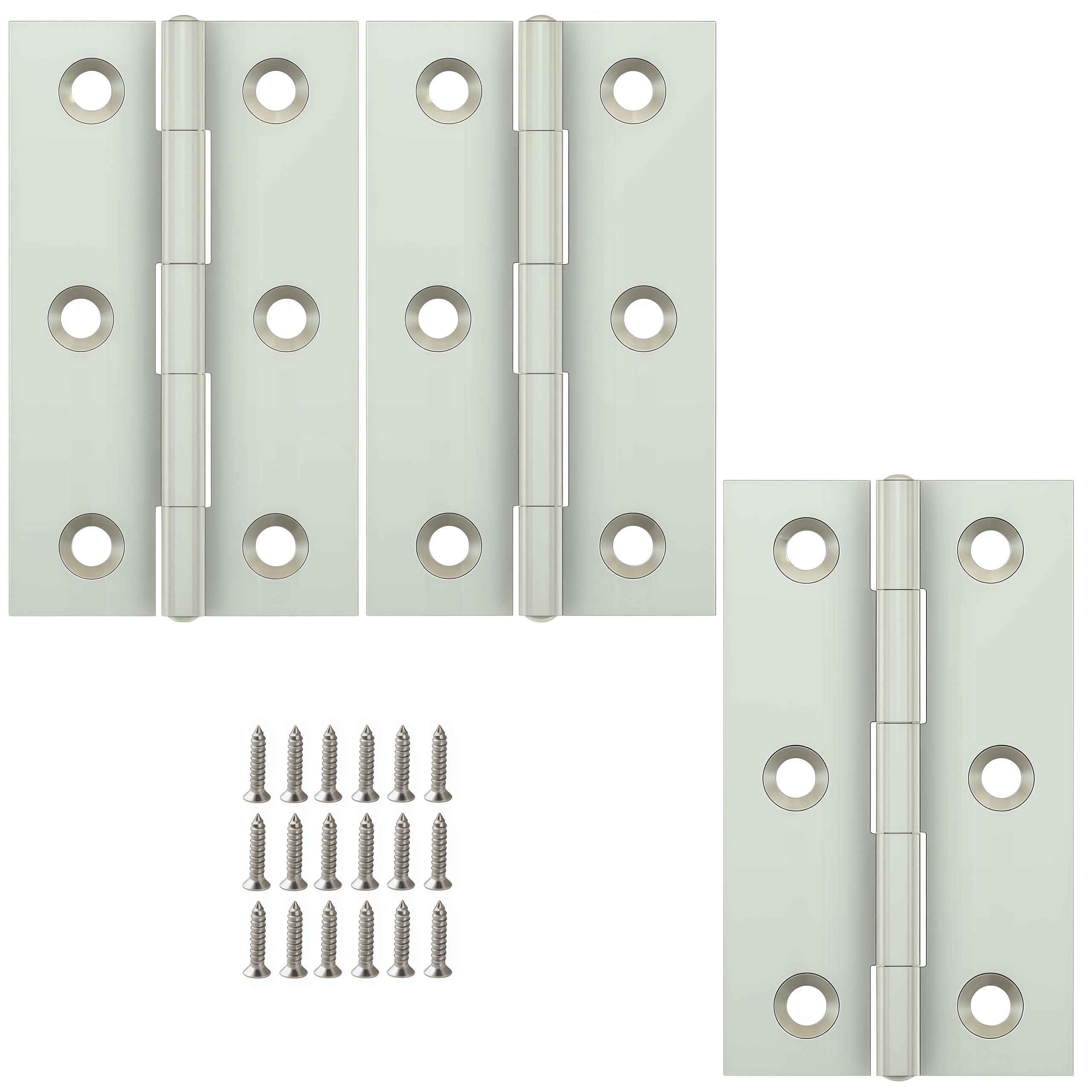 Vbnexyr Regular Hinge 3 Pack Stainless Steel Folding Hinges For Cabinets Casement Hinges And Door/Window Hardware With Screws 68 * 40 * 1.2Mm