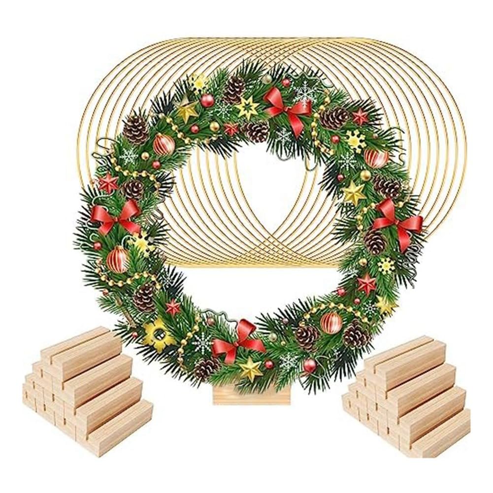 20 centros de mesa florales con soportes, anillos de metal de 30,5 cm para mesa, boda, Navidad, colgar en la pared