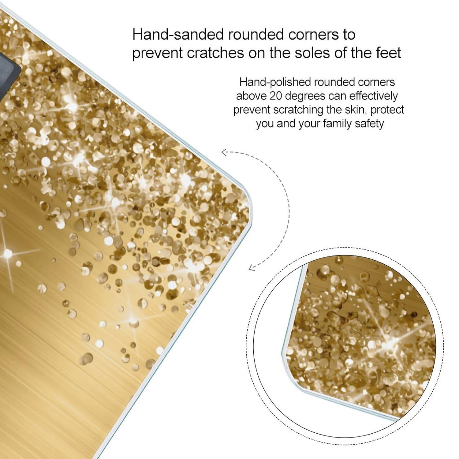Digital Scales for Body Weight, Highly Accurate 400 LB Capacity, Auto On and Off Scale, Glittery Gold Foil