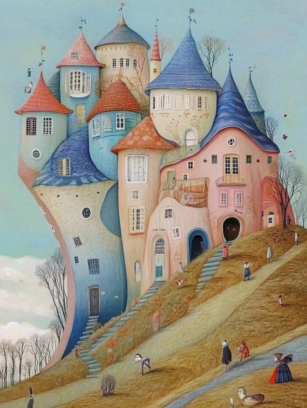 Rqwybcaxn Embroidery Beads Kit Fantasy Town 40x50cm
