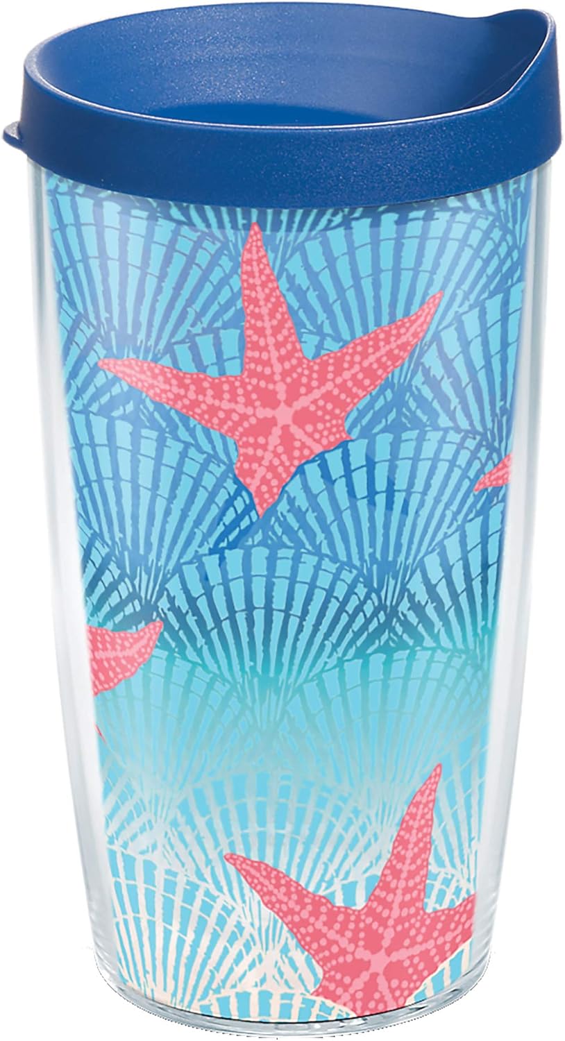 Tervis Ocean Life Dive Made in USA Double Walled Insulated Tumbler Travel Cup Keeps Drinks Cold & Hot, 16oz Classic, Beach Impressions
